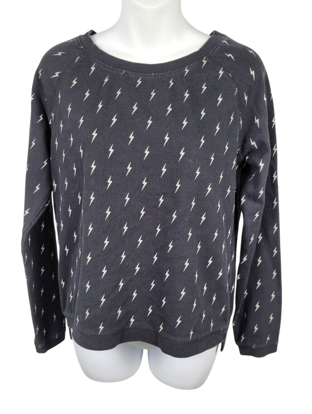2/$20 Y2K Black & White Lightening Pattern Sweatshirt Top Size: M